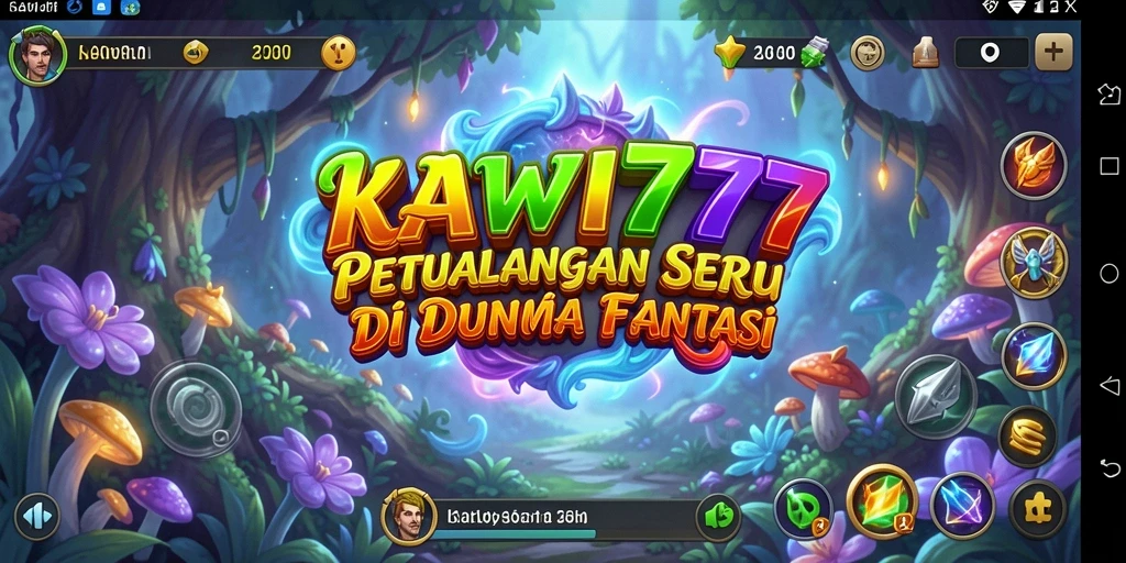 Screenshot gameplay KAWI777 menunjukkan karakter menjelajahi hutan mistis.