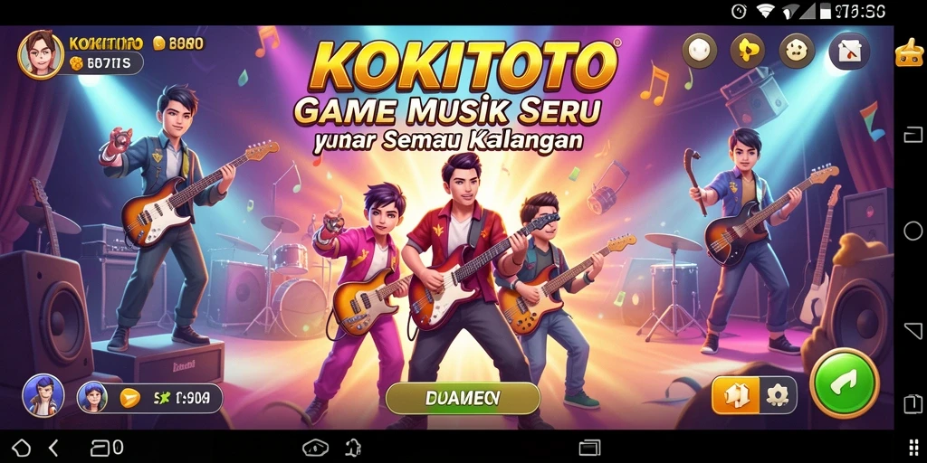 Tampilan gameplay KOKITOTO dengan berbagai tantangan musik.