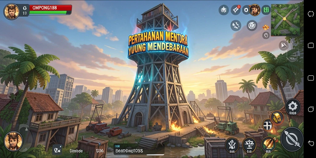 Momen seru gameplay OMPONG188 saat melawan gelombang musuh.