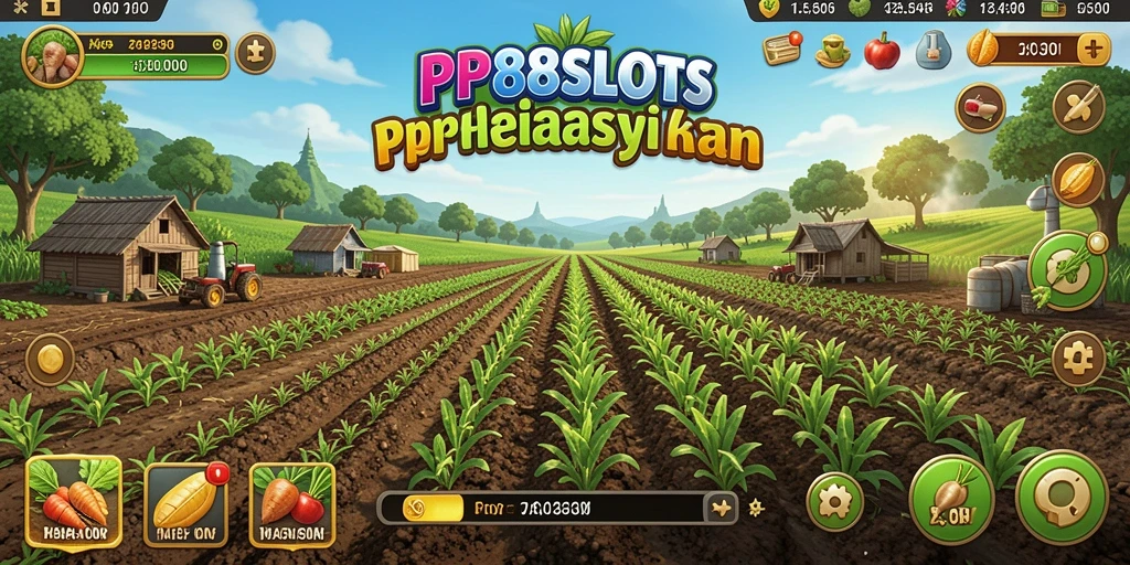 Tampilan gameplay PP88SLOTS yang menarik dengan aktivitas bertani.