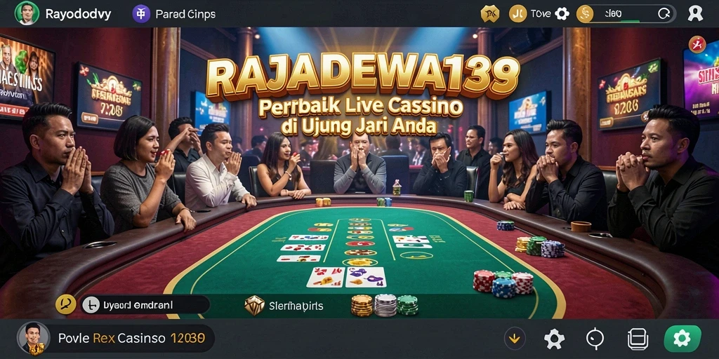 Screenshot RAJADEWA138 menampilkan dealer langsung dengan suasana kasino yang akrab.