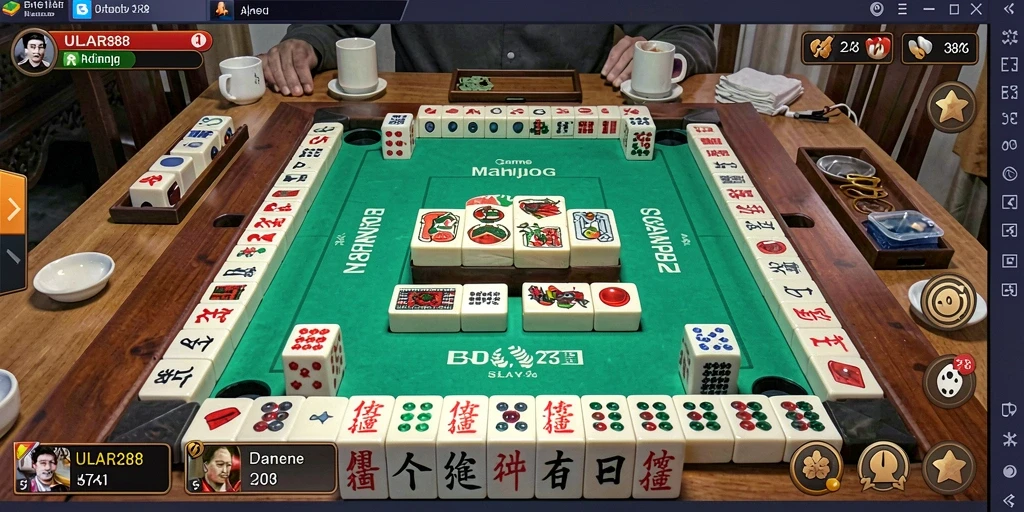 Tampilan gameplay ULAR288 dengan ubin Mahjong yang menarik.