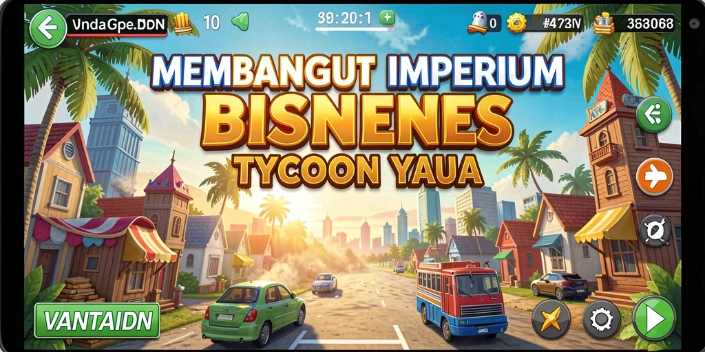 Tangkapan layar gameplay VANTAIDN menampilkan suasana bisnis yang realistis.