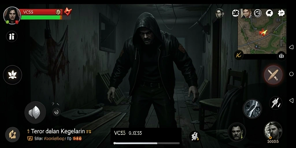 Menampilkan gameplay menegangkan di kegelapan yang mencekam.